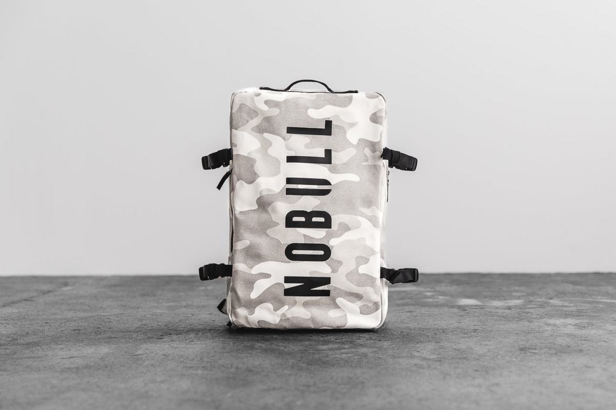 Nobull Waxed Canvas Men's Duffleback White Camo | Australia (ZD8061)